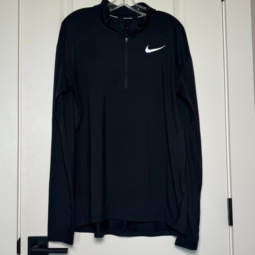 Nike Mens Stride Dri-FIT 1/4 Zip Running Top Black Long Sleeve Pullover Jacket - Picture 2 of 13